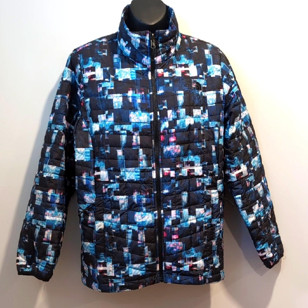 The North Face Thermoball Quilted Blue Pattern Jacket Large Puffer